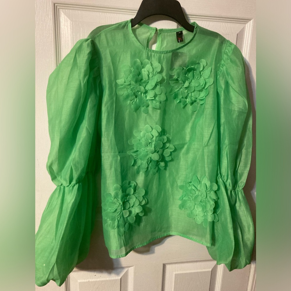 Beautiful Green Sheer Top from Classy Collection Boutique NWT Size Small